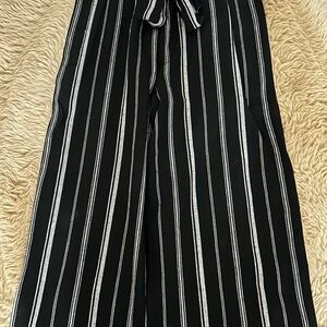 Ambiance Black and White Striped Wide Leg Pants